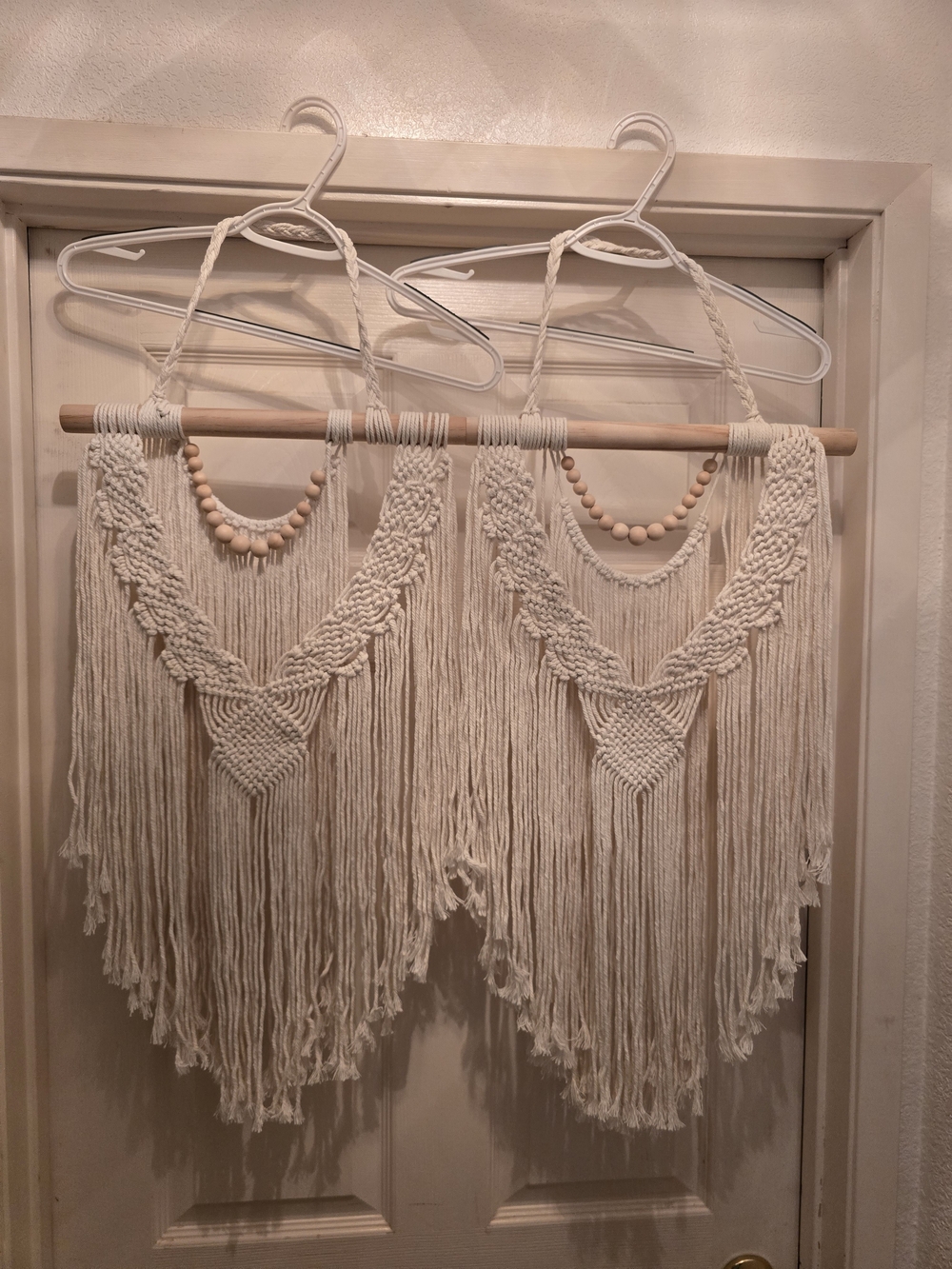 Handmade Cream Macrame Wall Hanging Duo